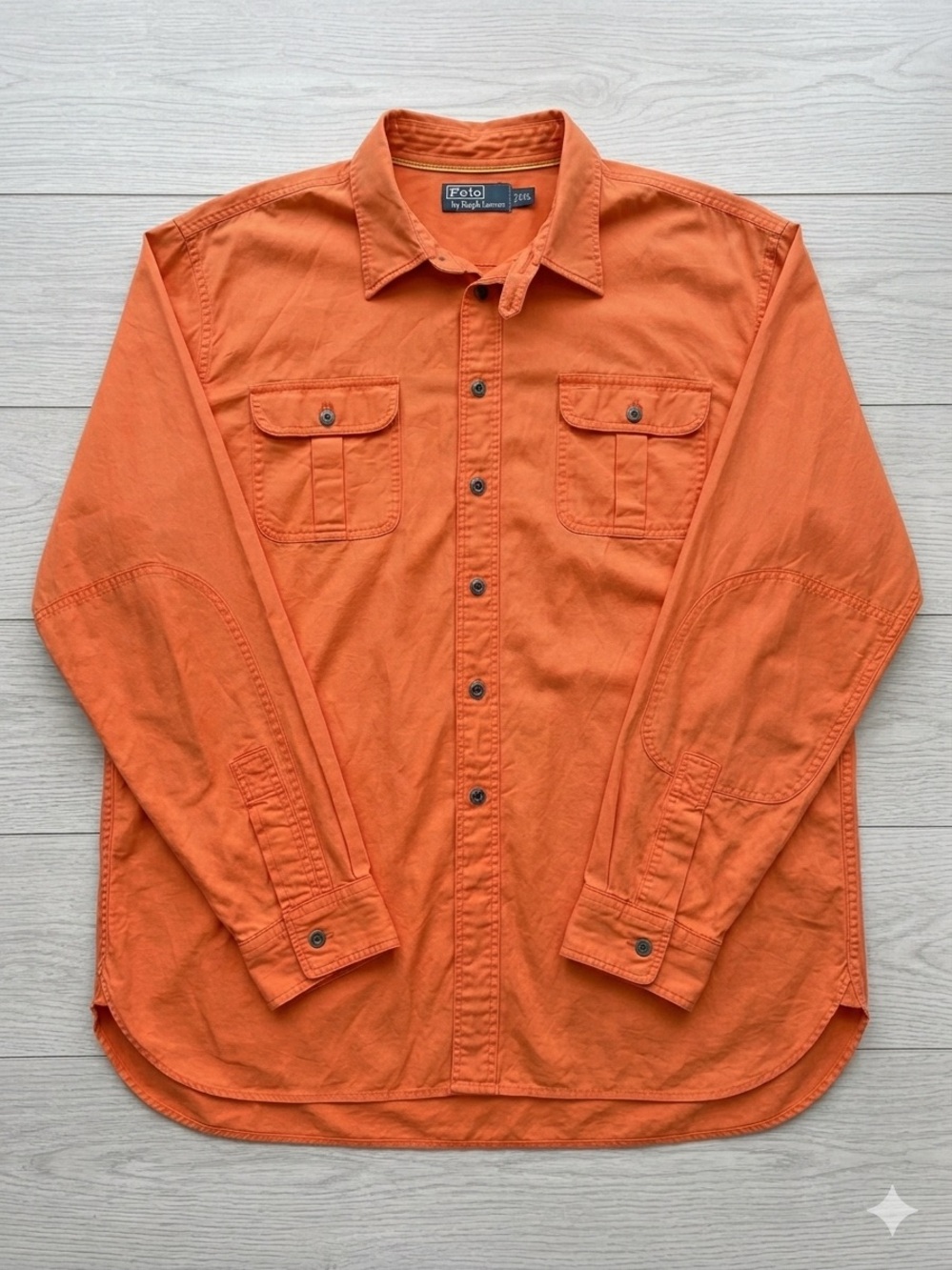 Polo Ralph Lauren Men’s XXL Orange Field Shirt Cotton Canvas Elbow Patch